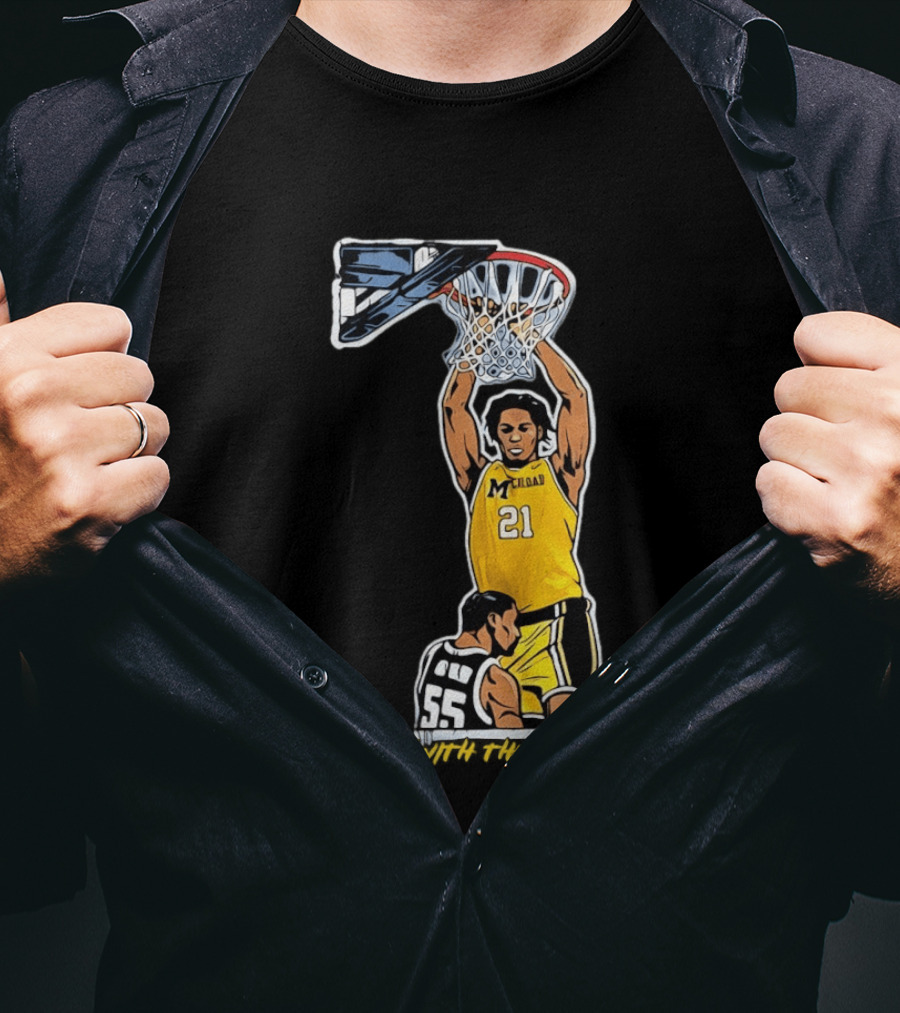 With The Kiss Morez Johnson MT Yellow Dunk Michigan Wolverines T-Shirt