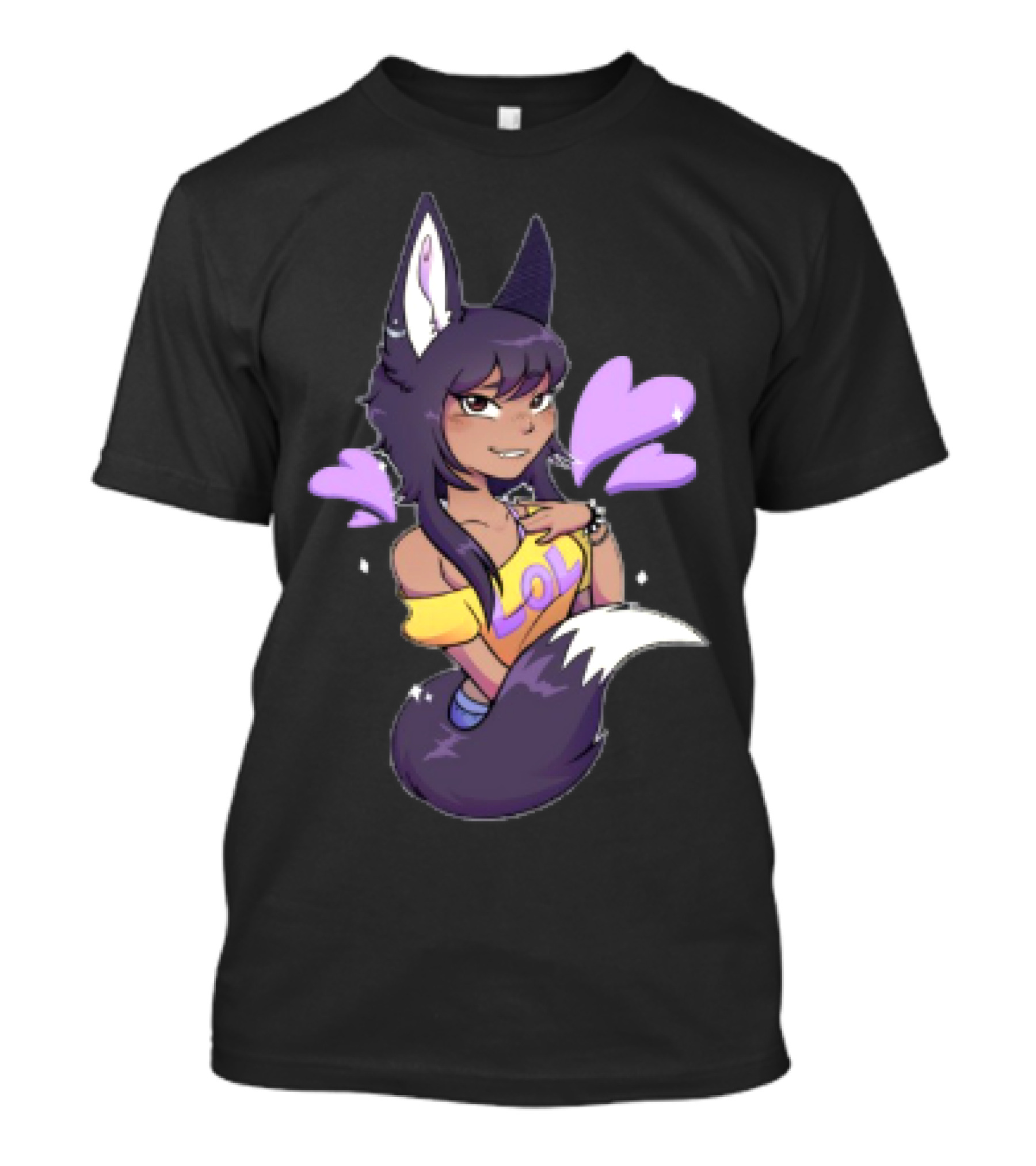 SaraWolf Wolf Girl Lover LOL Purple Hearts Playful Vibes T-Shirt