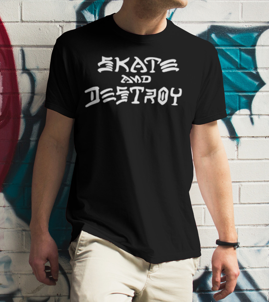 Skate And Destroy Iconic Phrase Urban Skateboarding Style T-Shirt