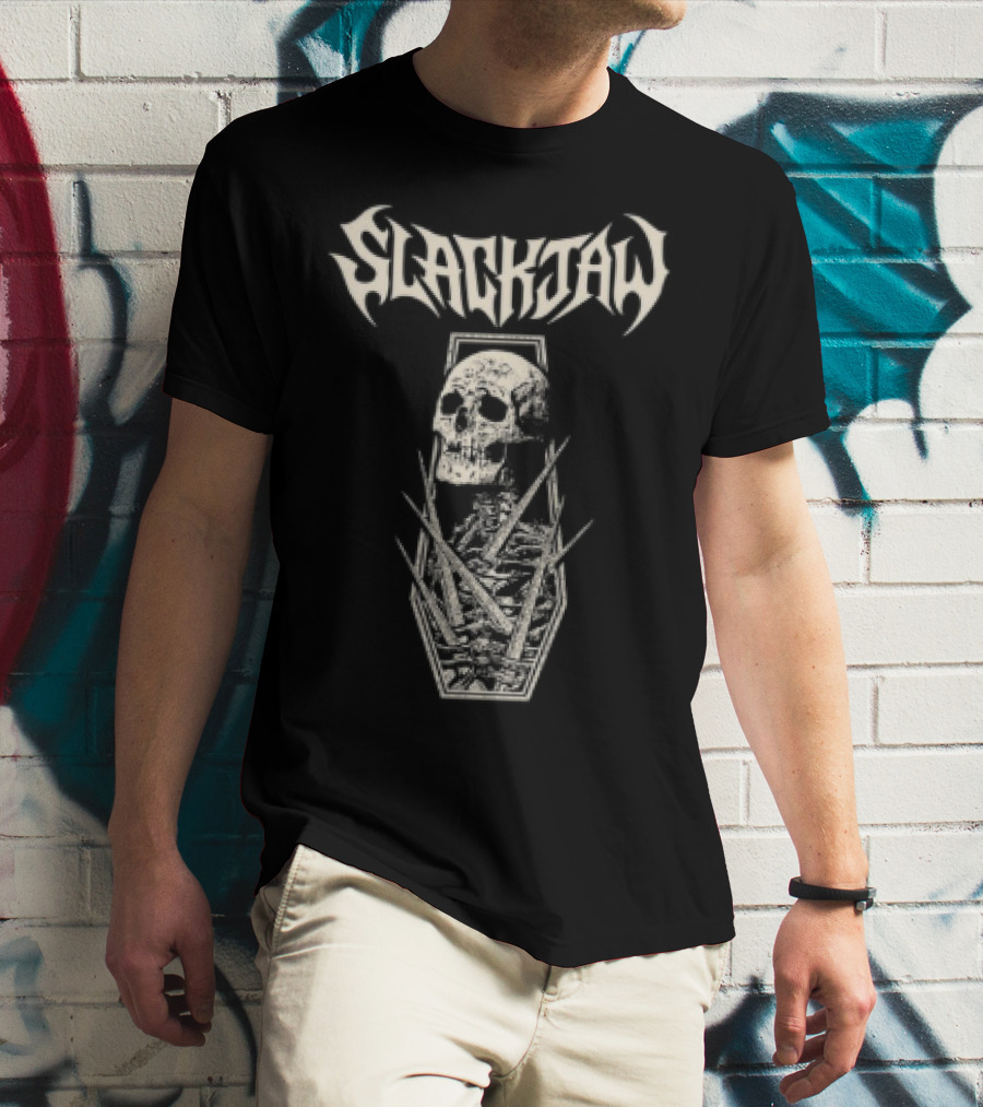 Slackjaw Skull And Coffin Design T-Shirt