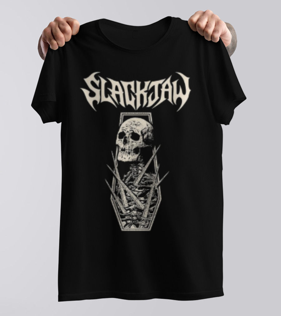 Slackjaw Skull And Coffin Design T-Shirt