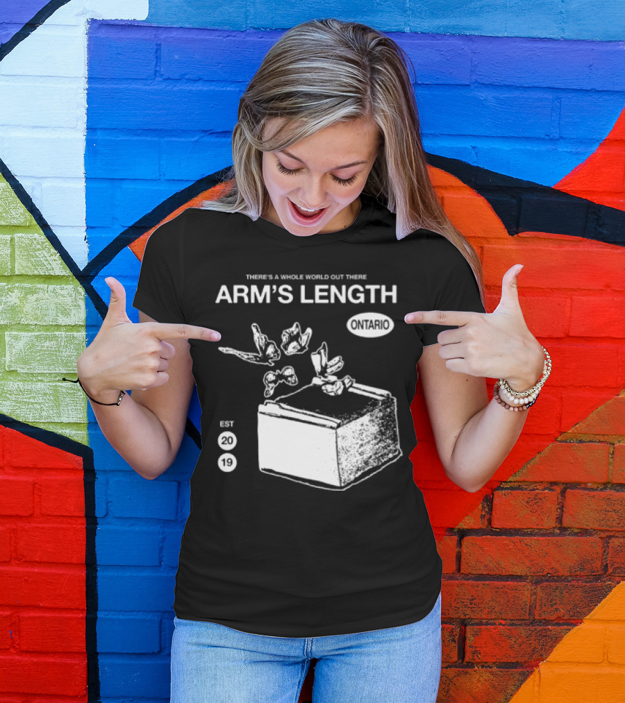 Arm's Length There's A Whole World Out There Butterfly Cube Art Set 1 T-Shirt