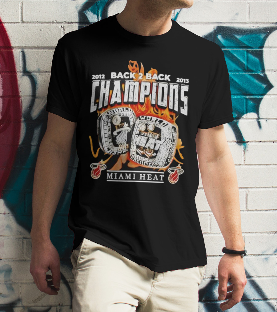 2012 2013 Back 2 Back Champions Miami Heat Rings T-Shirt