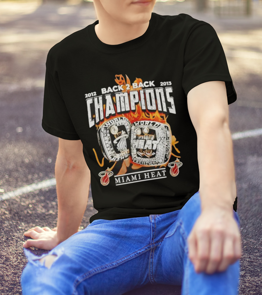 2012 2013 Back 2 Back Champions Miami Heat Rings T-Shirt