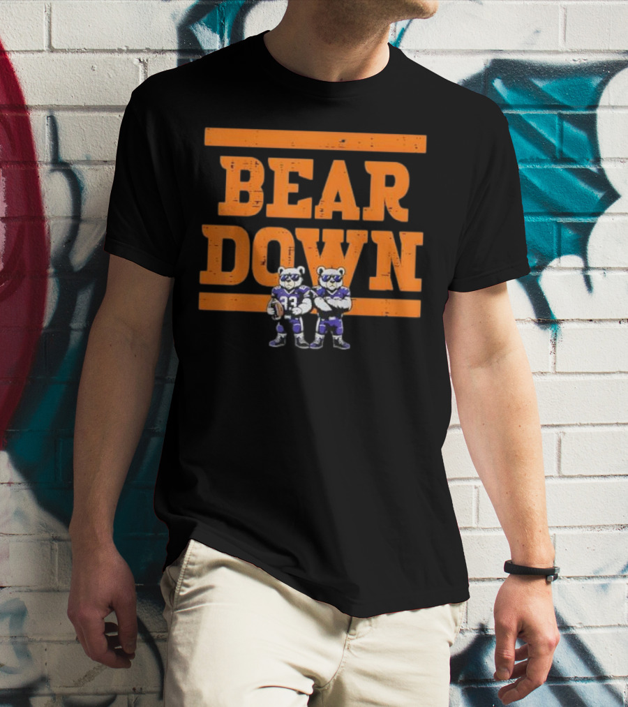 Bear Down Bears Football Blue And Orange Team Spirit T-Shirt