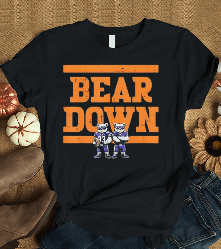 Bear Down Bears Football Blue And Orange Team Spirit T-Shirt
