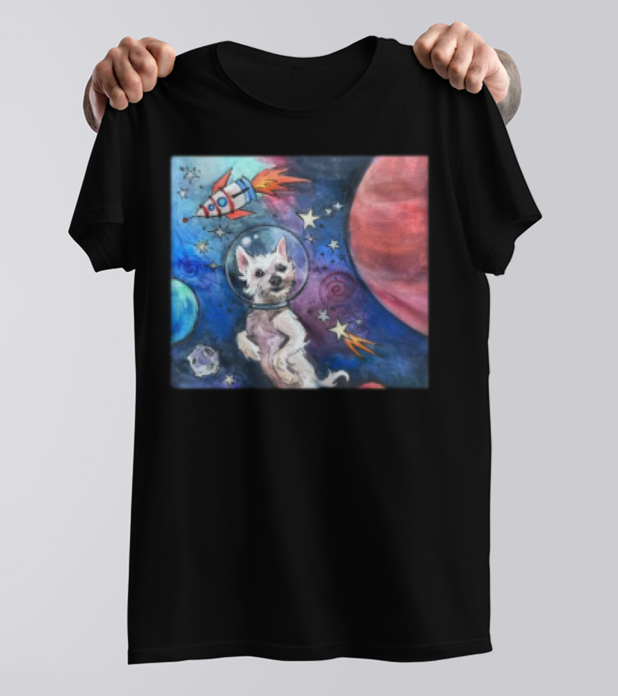 Bradford In Space Dog Astronaut Adventure With Rocket And Planets T-Shirt