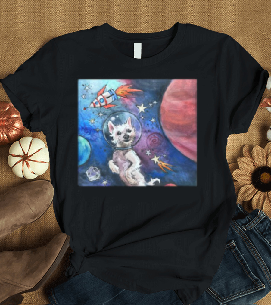 Bradford In Space Dog Astronaut Adventure With Rocket And Planets T-Shirt