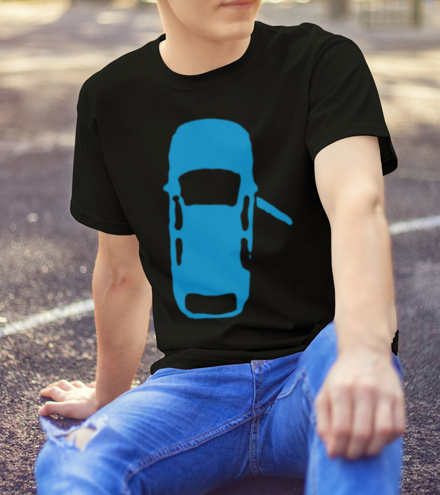 Door Ajar Blue Car Overhead Angle Vintage Style T-Shirt