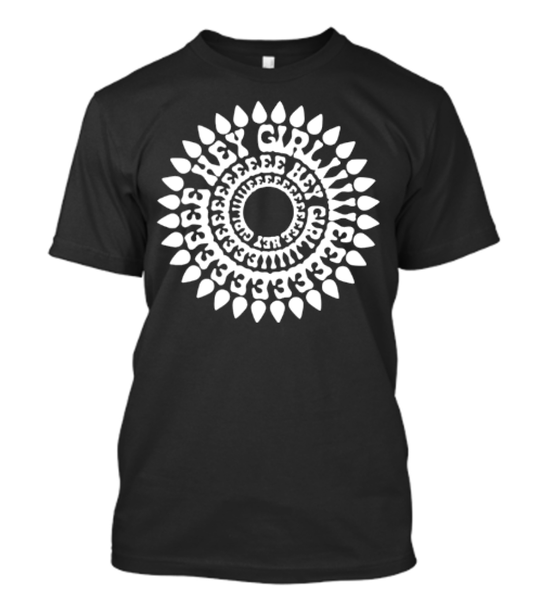 Dropout Hey Girlie Sunflower Pattern Circle Text T-Shirt