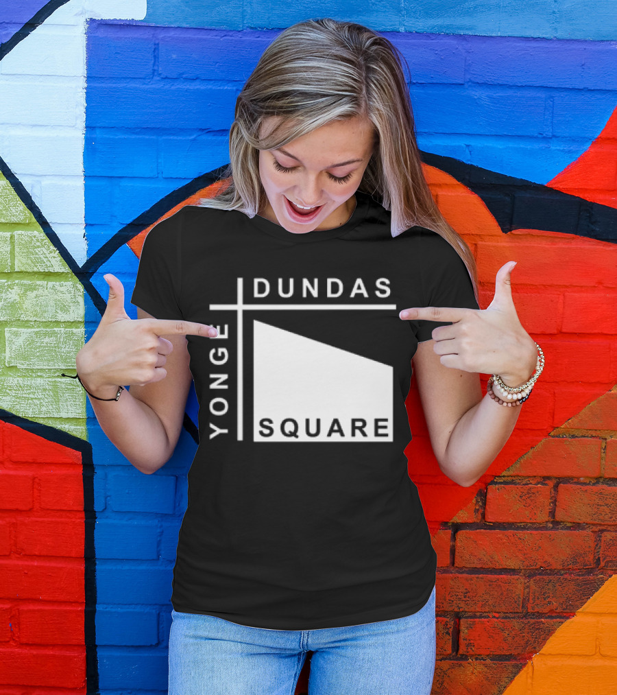 Yonge Dundas Square Toronto Landmark Icon Text T-Shirt