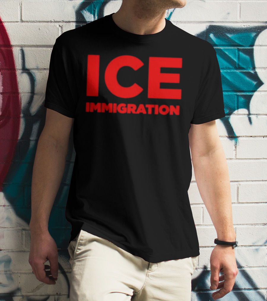 ICE Immigration Bold Red Block Lettering T-Shirt