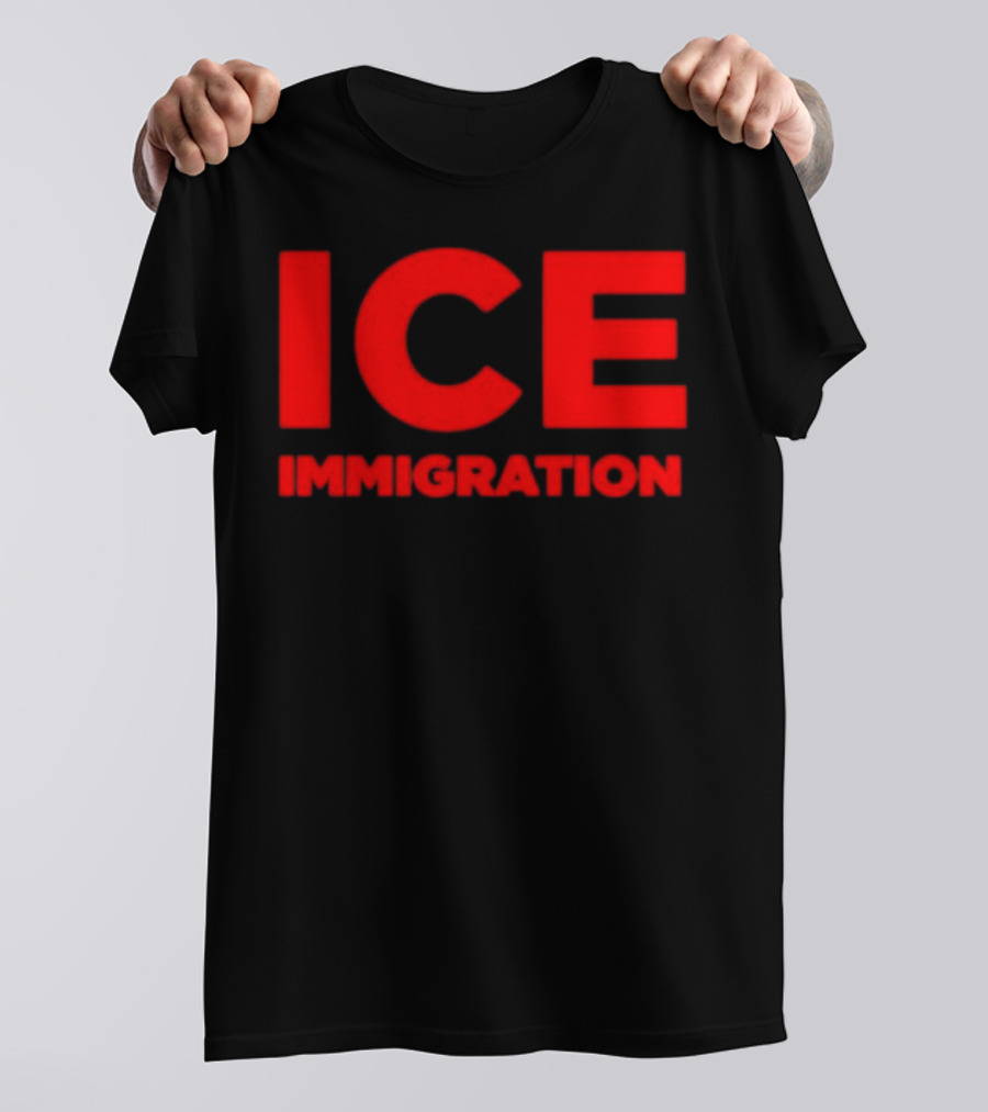 ICE Immigration Bold Red Block Lettering T-Shirt