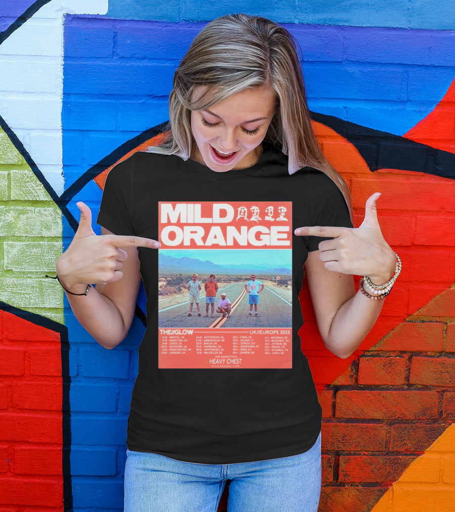 Mild Orange The Glow Tour UK Europe 2025 Dates Heavy Chest Support T-Shirt