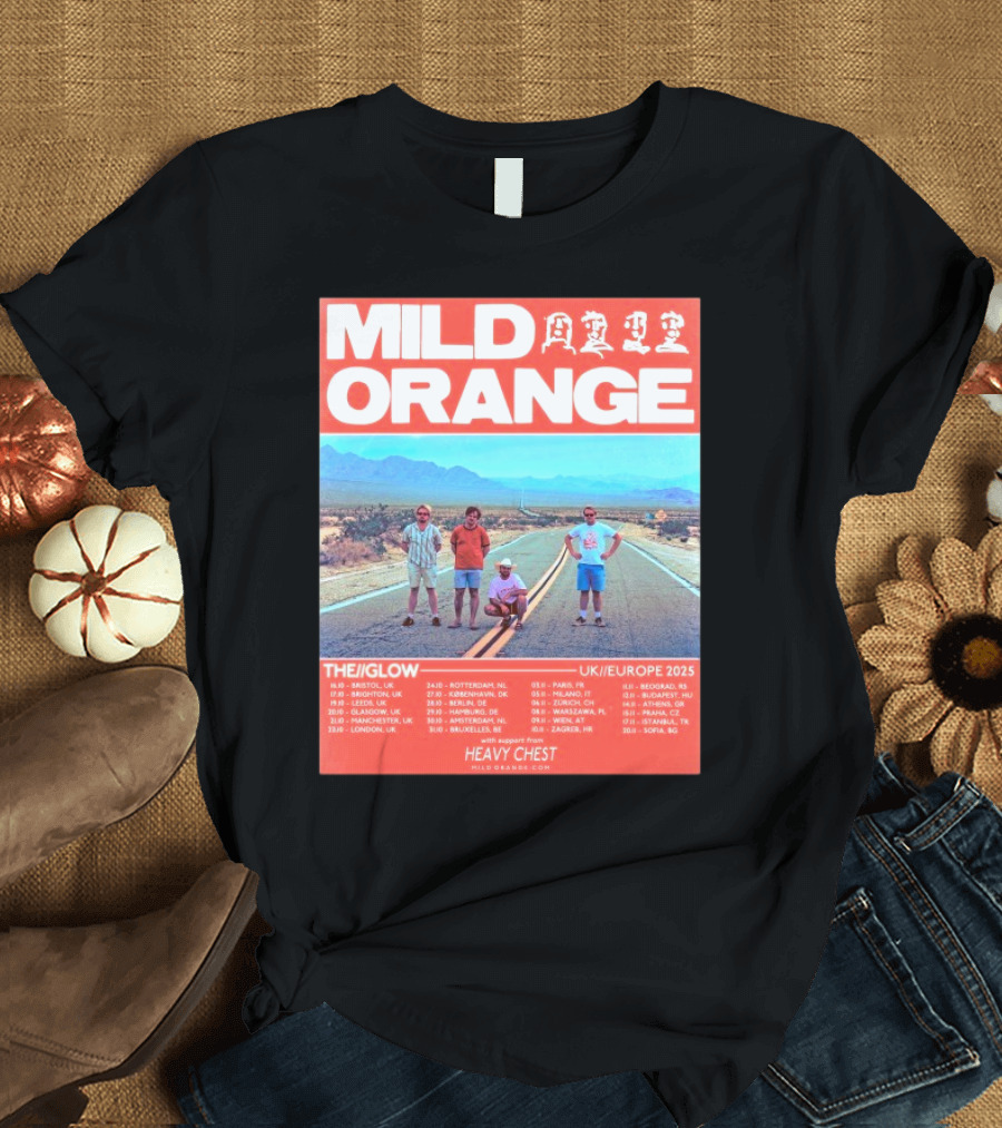 Mild Orange The Glow Tour UK Europe 2025 Dates Heavy Chest Support T-Shirt