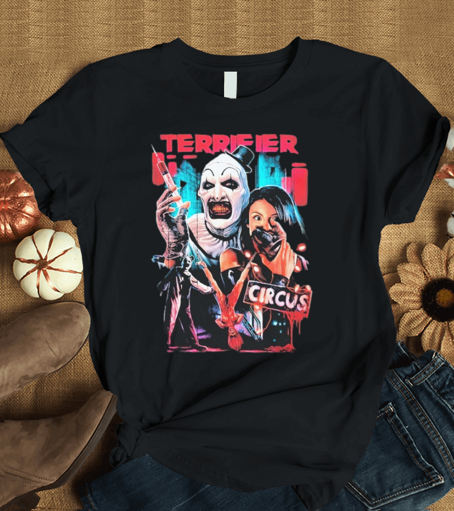 Terrifier Circus Horror Clown Costume And Horror Movie Imagery T-Shirt