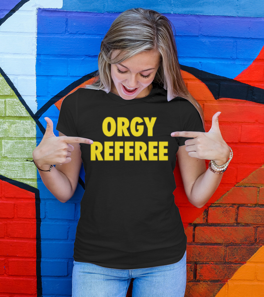 Orgy Referee Black Bold Yellow Text T-Shirt