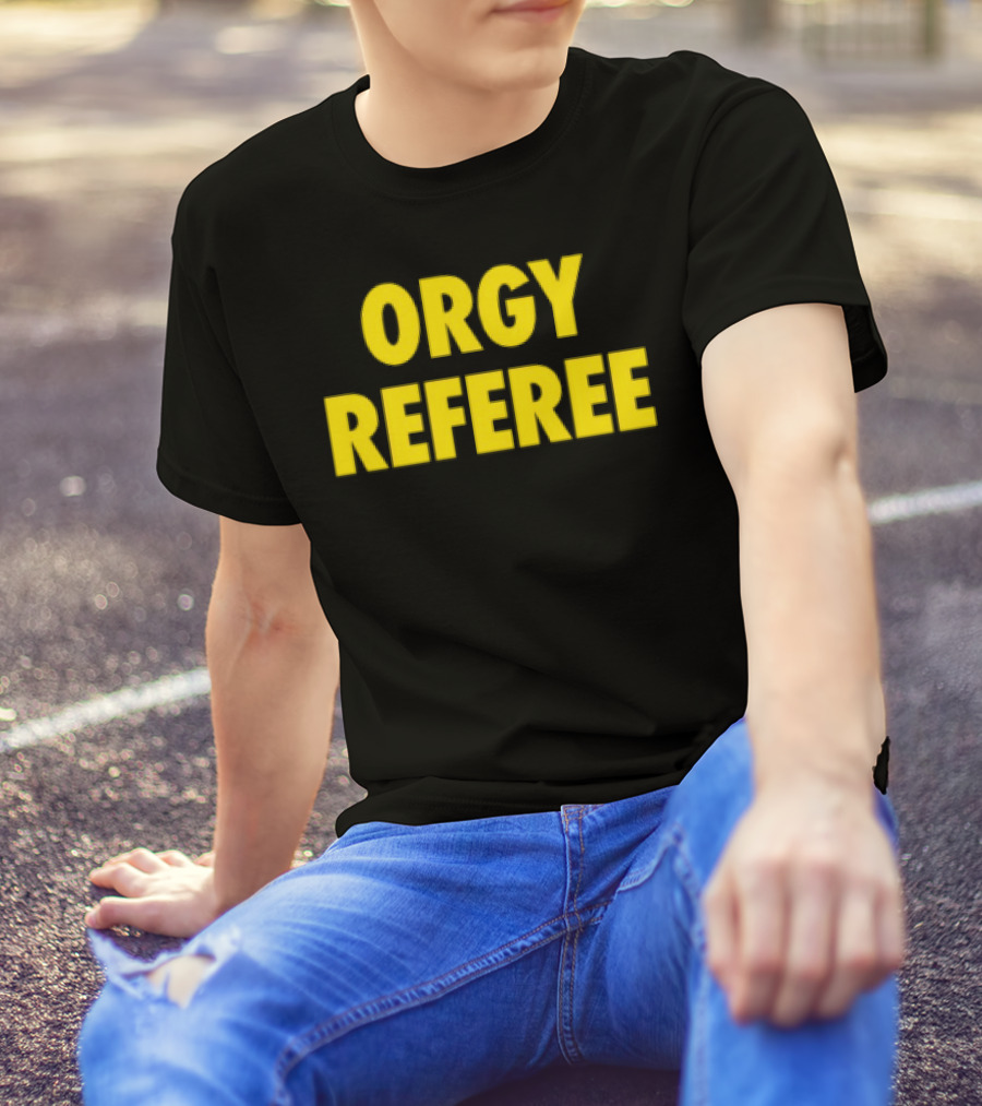 Orgy Referee Black Bold Yellow Text T-Shirt