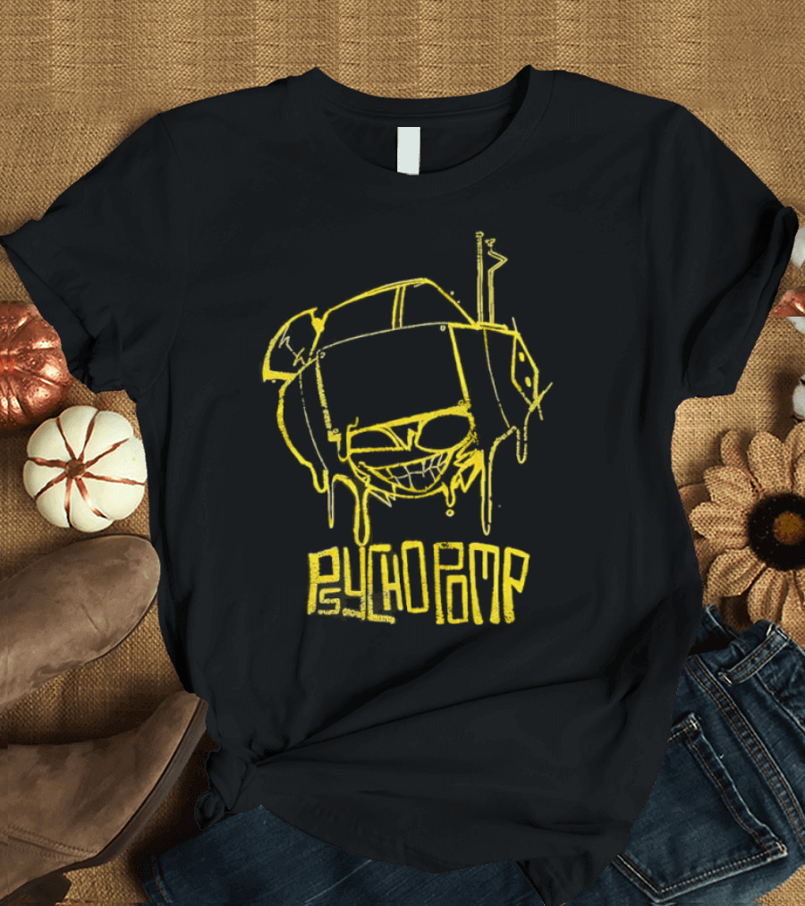 Psychedelic Psychopomp Melting Skeleton Face With Dripping Yellow Outline T-Shirt