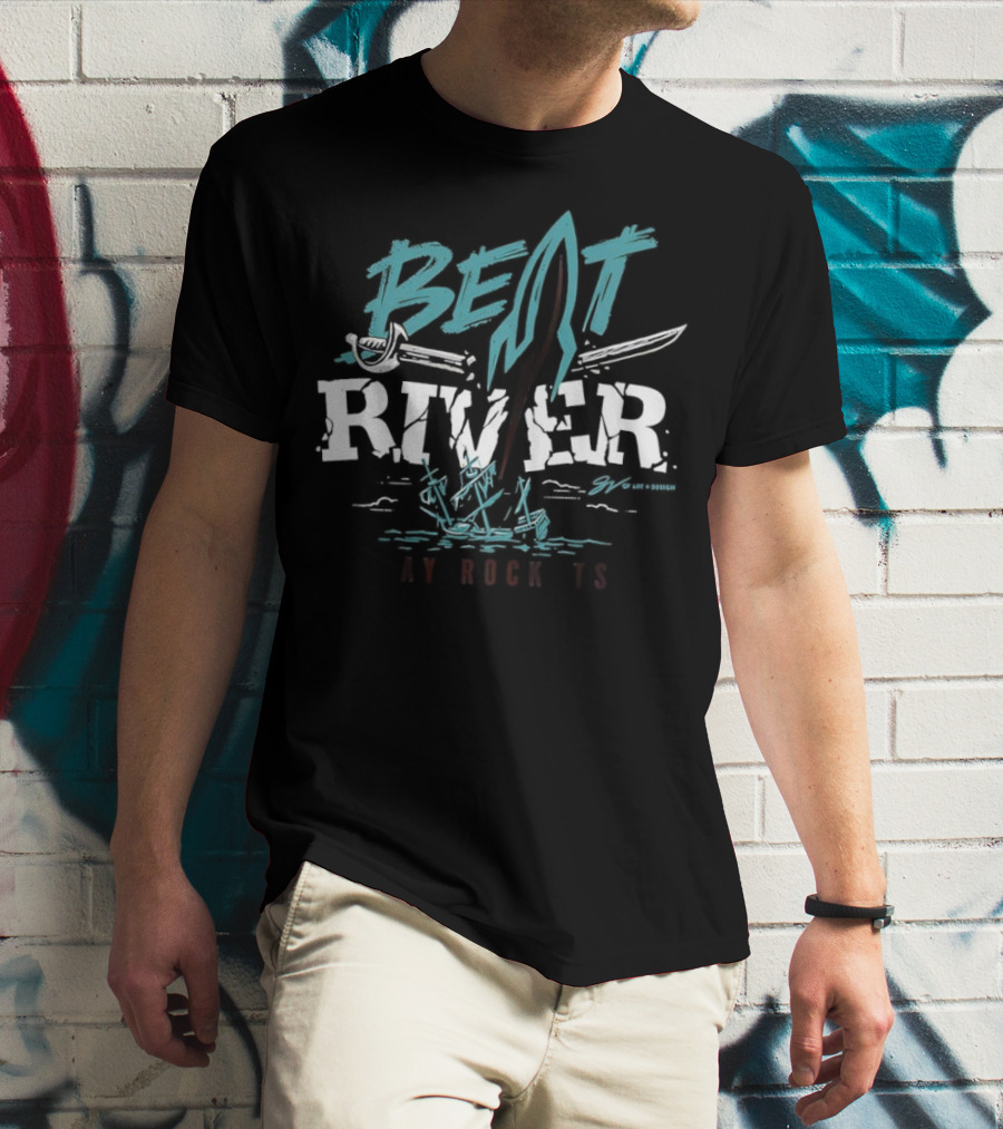 Beat River Bay Rockets Retro Rocket Logo Colorful Text T-Shirt