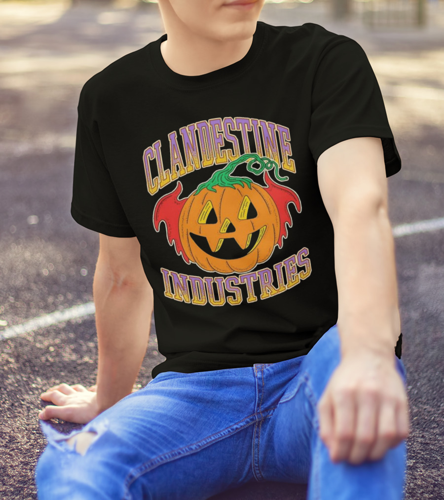 Clandestine Industries Halloween Bat Pumpkin T-Shirt