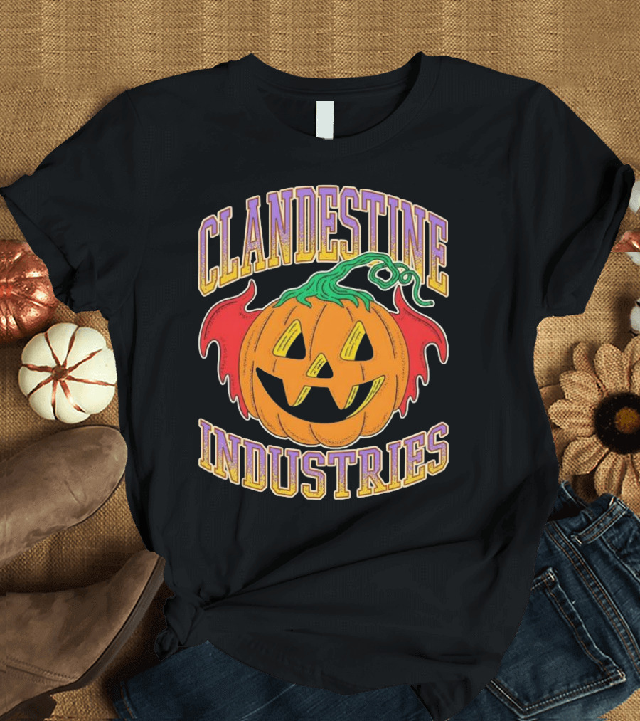 Clandestine Industries Halloween Bat Pumpkin T-Shirt
