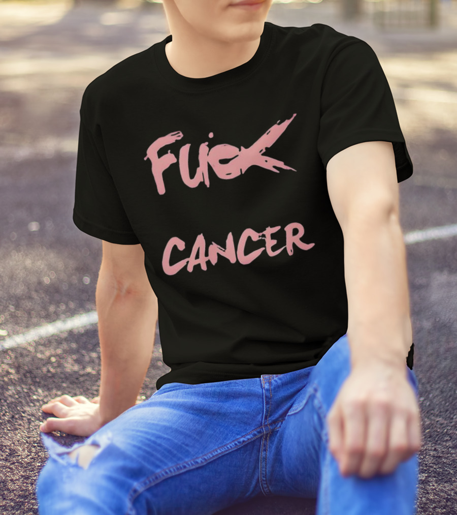 Daren Bates Fuck Cancer Pink Bold Statement T-Shirt