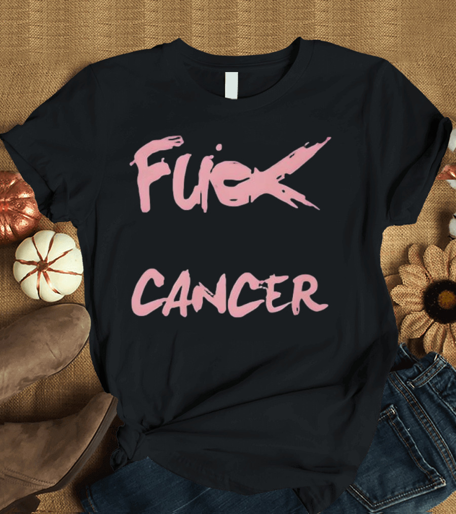 Daren Bates Fuck Cancer Pink Bold Statement T-Shirt