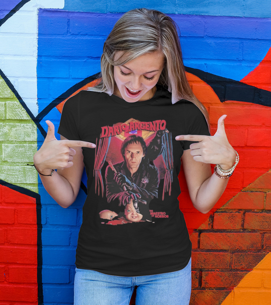Dario Argento The Maestro Of Horror With Dark Raven And Creepy Doll Head T-Shirt