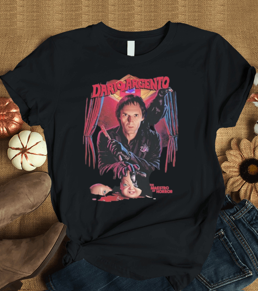 Dario Argento The Maestro Of Horror With Dark Raven And Creepy Doll Head T-Shirt