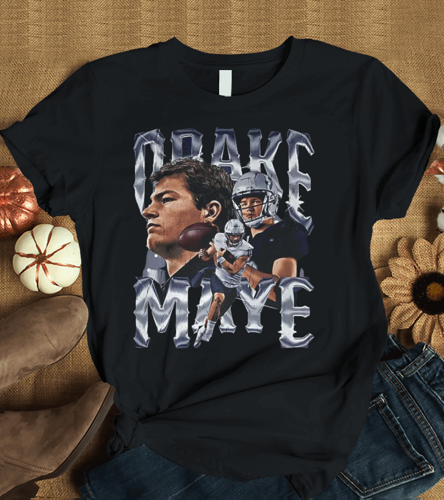 Drake Maye Football Player Vintage Bling Style T-Shirt
