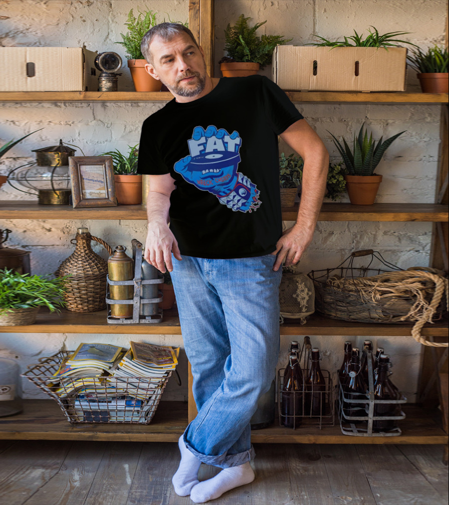 Fat Wreck Chords Blue Zombie Hand Record Design T-Shirt