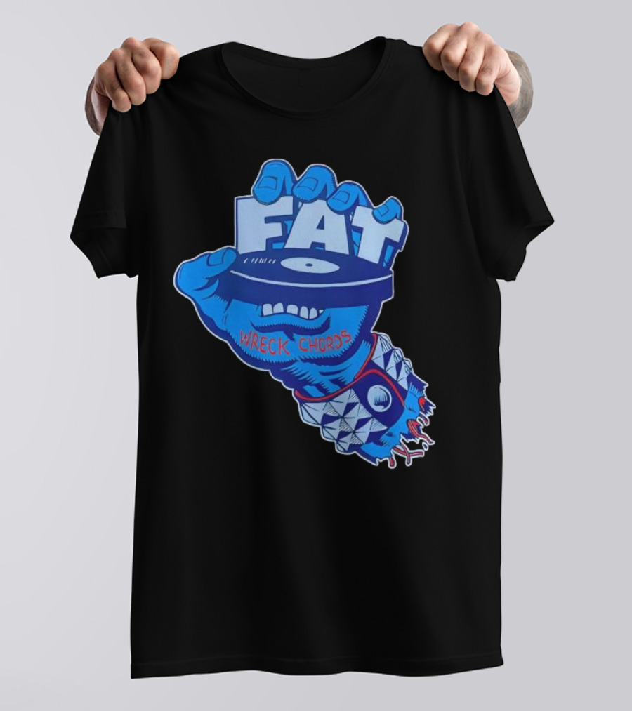 Fat Wreck Chords Blue Zombie Hand Record Design T-Shirt