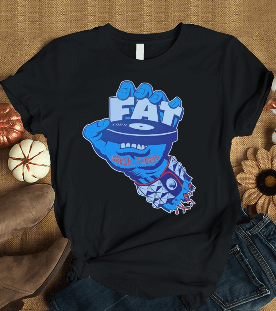 Fat Wreck Chords Blue Zombie Hand Record Design T-Shirt