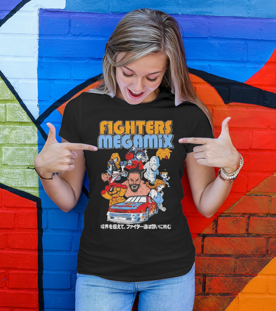 Fighters Megamix 1996 Video Game Classic Characters And Car Japan Edition T-Shirt