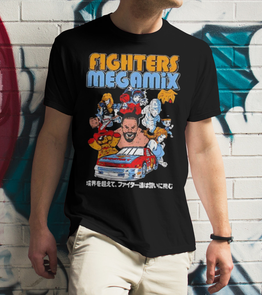 Fighters Megamix 1996 Video Game Classic Characters And Car Japan Edition T-Shirt