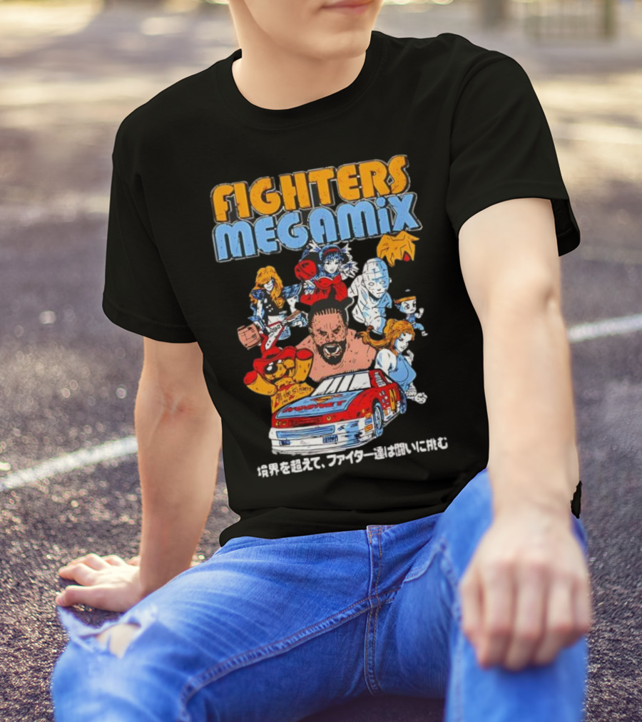 Fighters Megamix 1996 Video Game Classic Characters And Car Japan Edition T-Shirt
