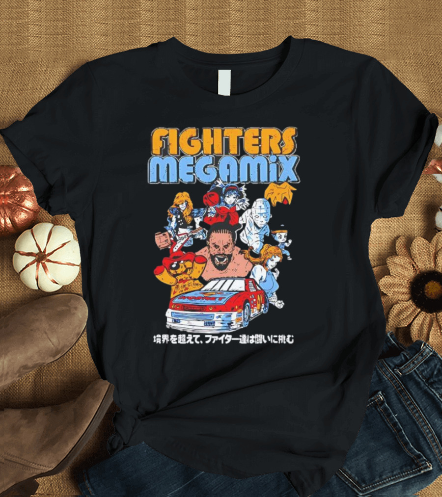 Fighters Megamix 1996 Video Game Classic Characters And Car Japan Edition T-Shirt