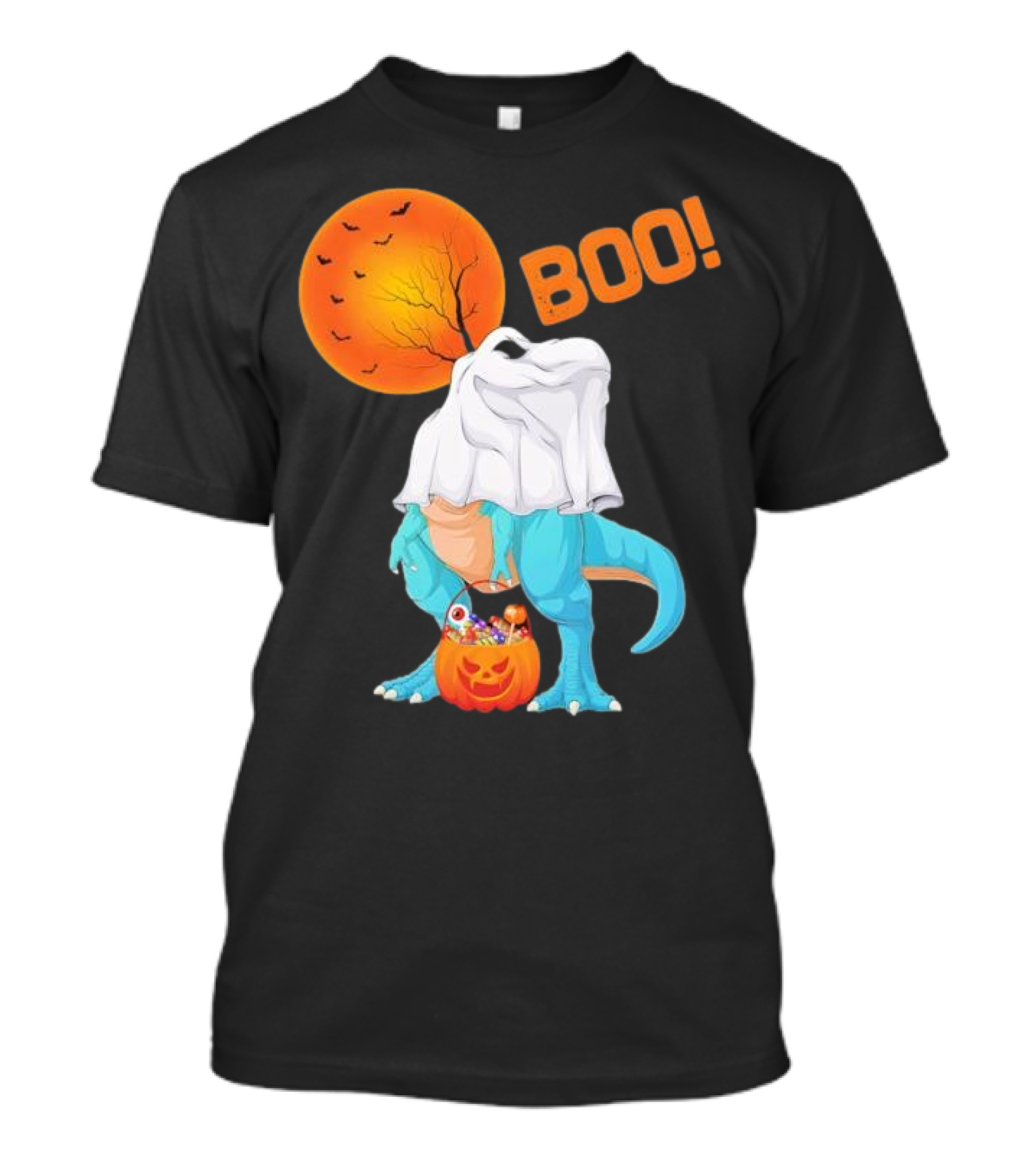Ghost Dinosaur Rex Boo Halloween Pumpkin Boys Men T-Shirt