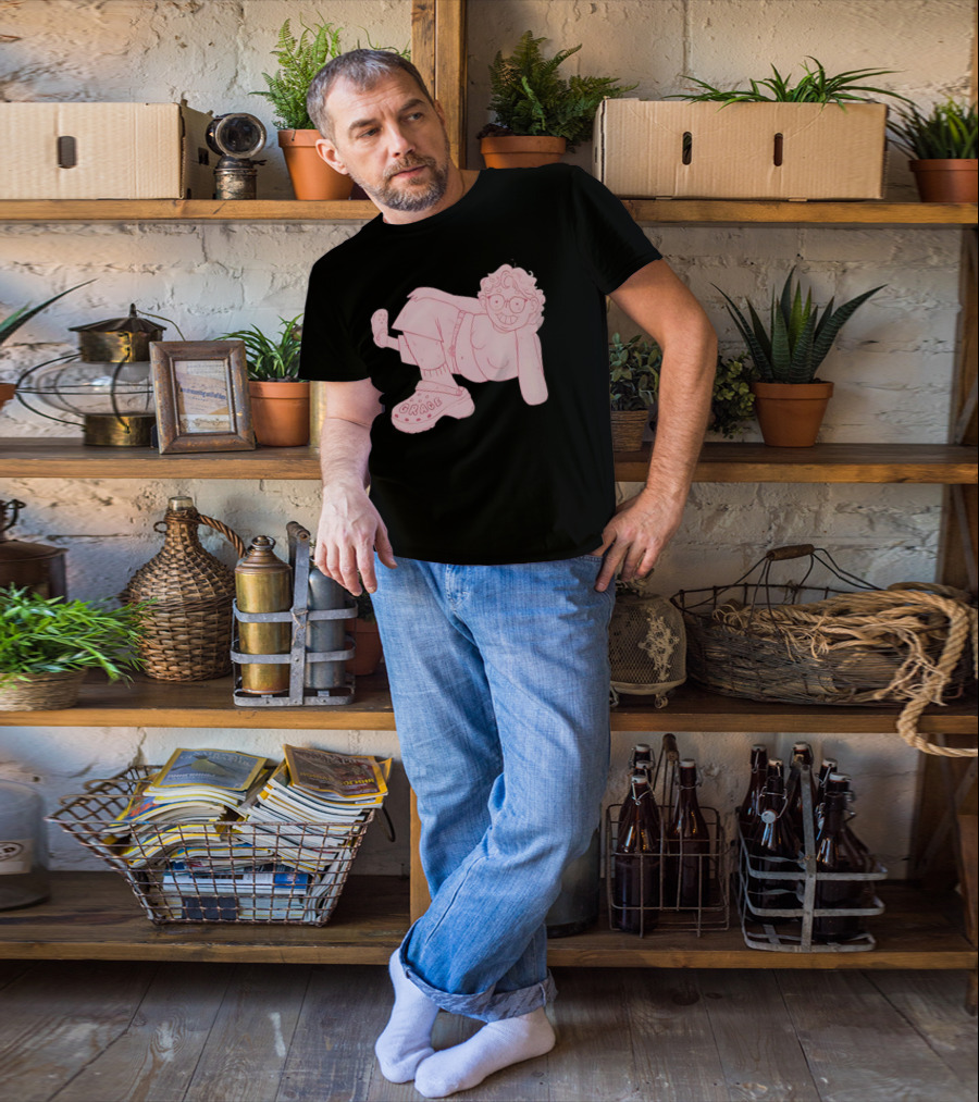 Grace Reiter Crocs Cartoon Character With Pink Outfit And Glasses T-Shirt