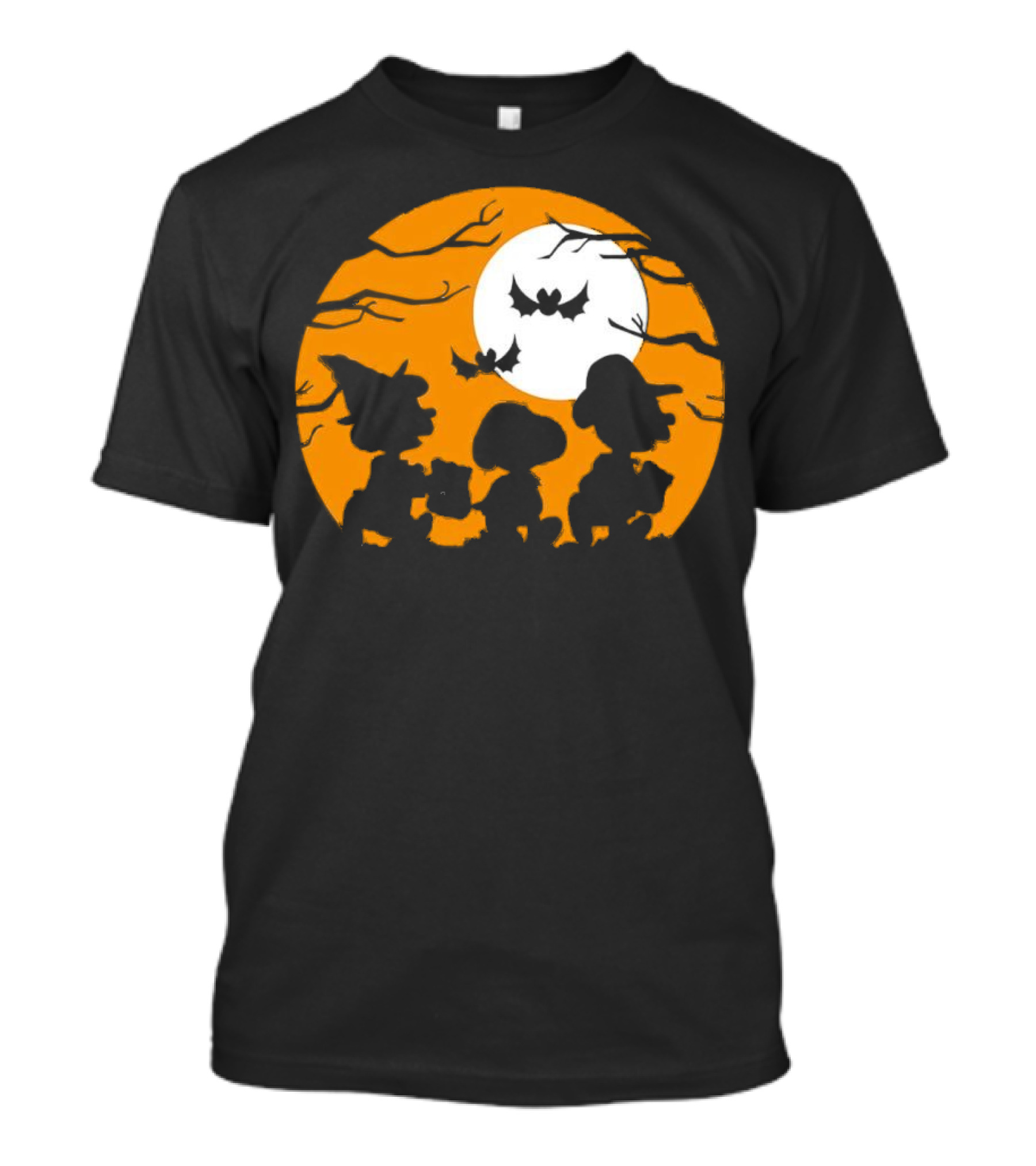 Great Pumpkin Charlie Brown Peanuts Trick Or Treat Halloween Moon Bat Silhouettes T-Shirt