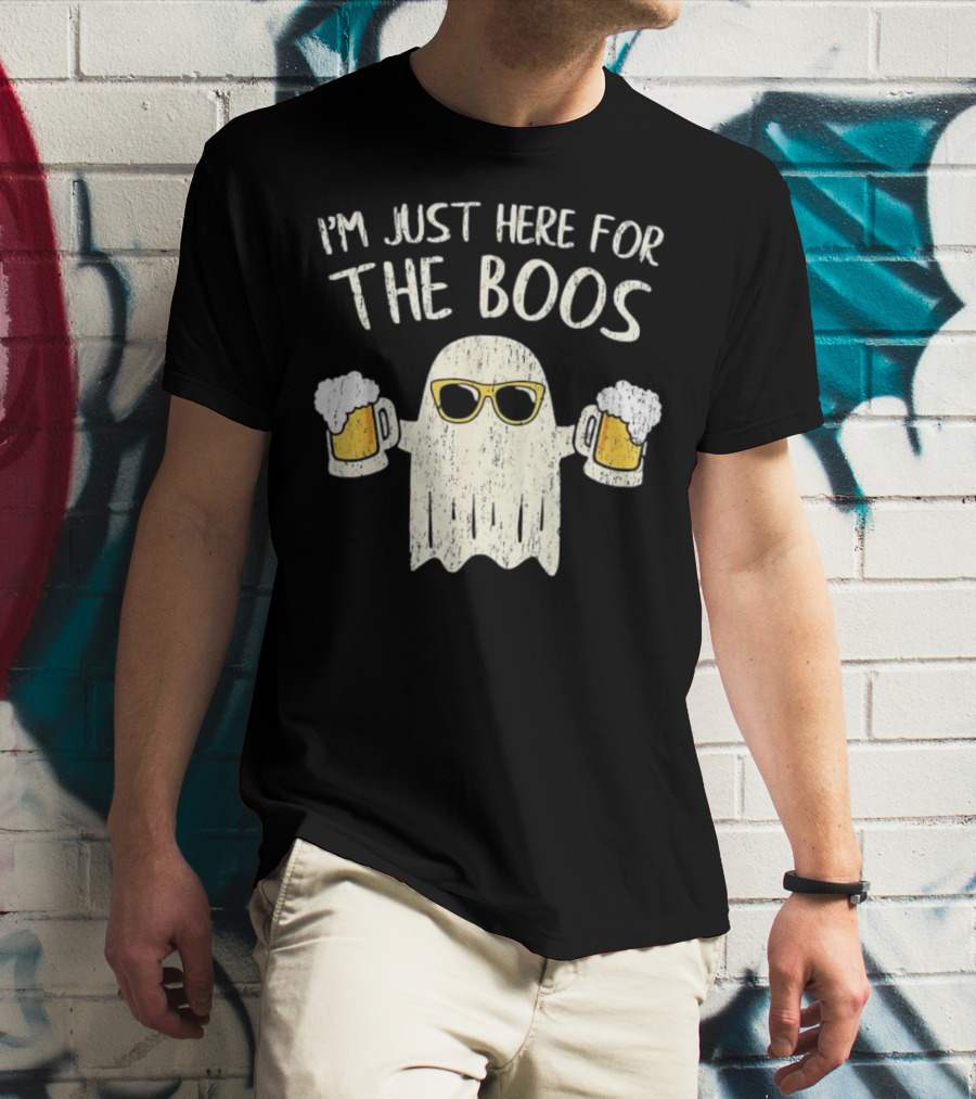 I'm Just Here For The Boos Funny Ghost Sunglasses Beer S T-Shirt