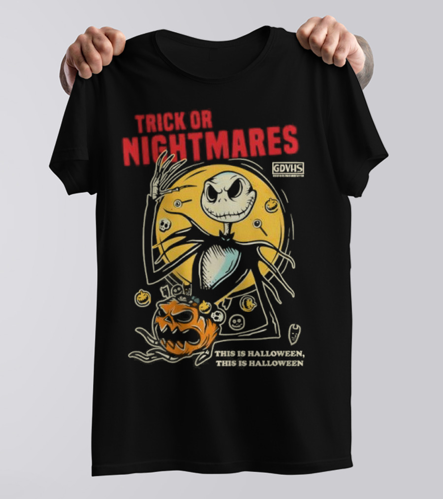 Trick Or Nightmares Jack Skellington Halloween Scary Pumpkin Horror Spooky T-Shirt