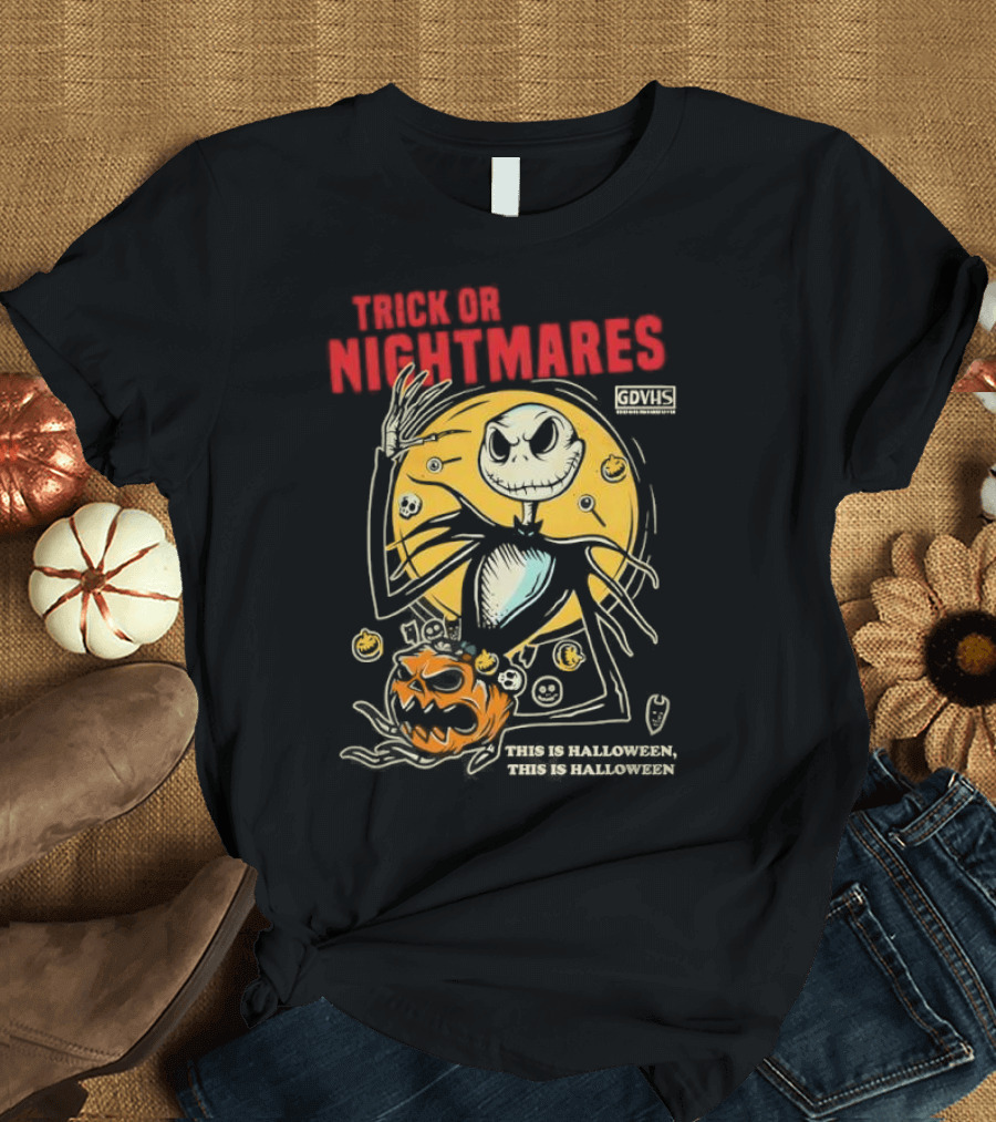 Trick Or Nightmares Jack Skellington Halloween Scary Pumpkin Horror Spooky T-Shirt