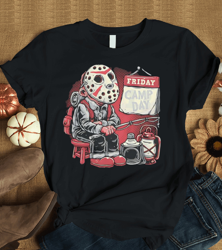 Friday Camp Day Jason Voorhees Camping Theme T-Shirt