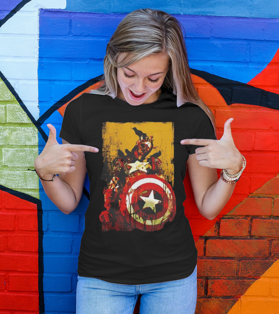 Marvel Zombies Captain America With Crows And Shield T-Shirt