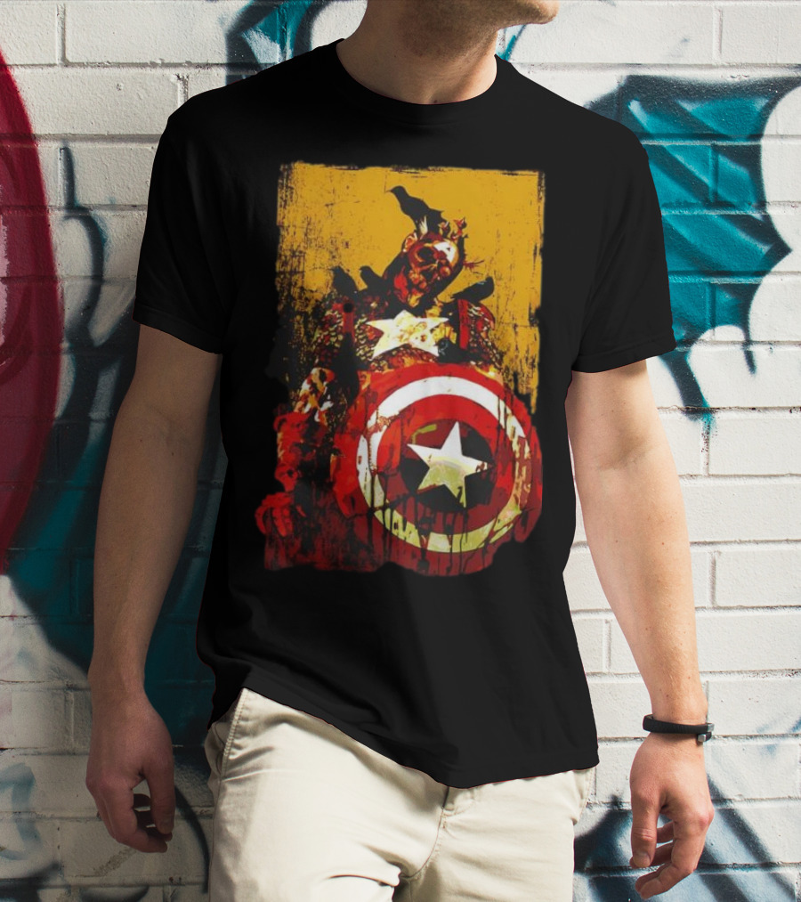 Marvel Zombies Captain America With Crows And Shield T-Shirt
