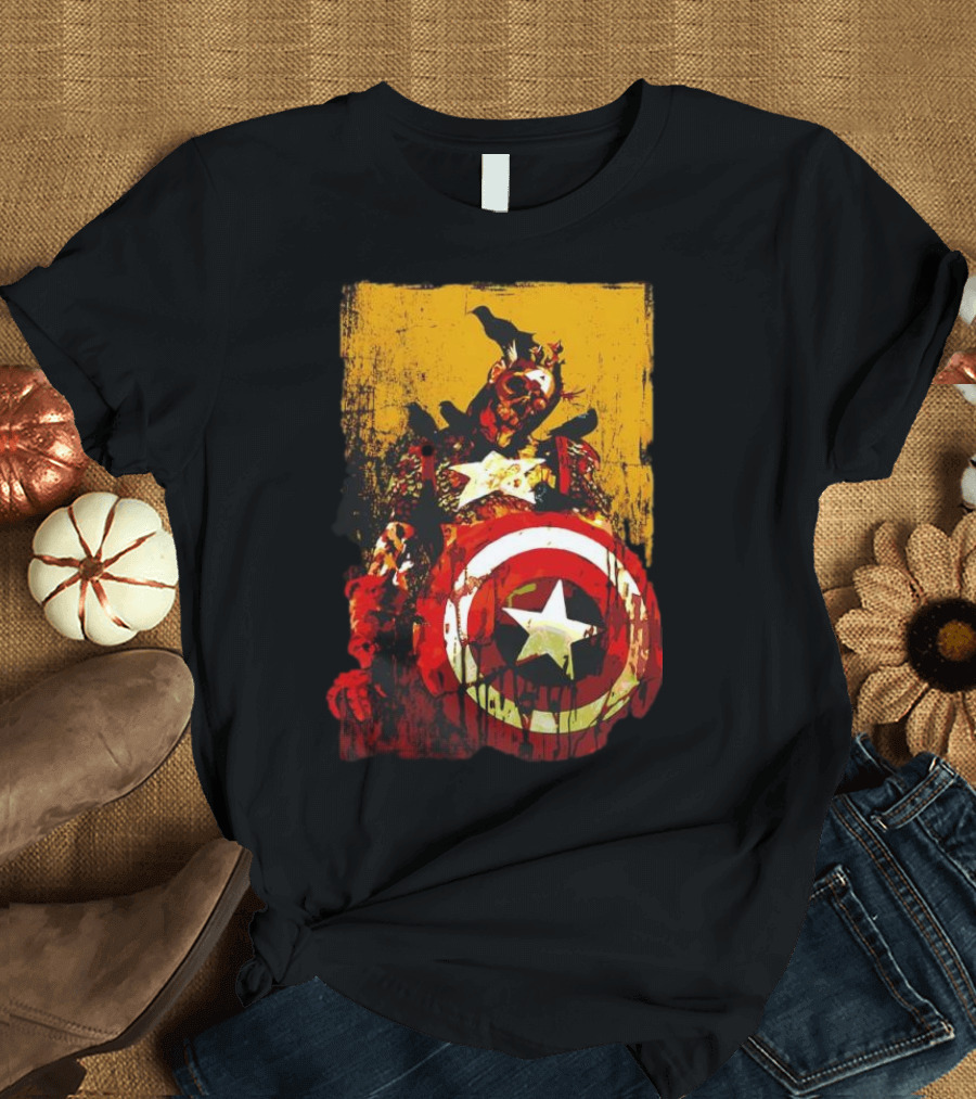 Marvel Zombies Captain America With Crows And Shield T-Shirt