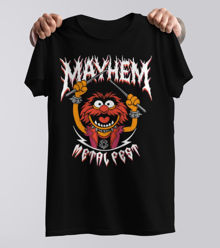 Mayhem Metal Fest Animal Muppets Character Rock Drummer T-Shirt