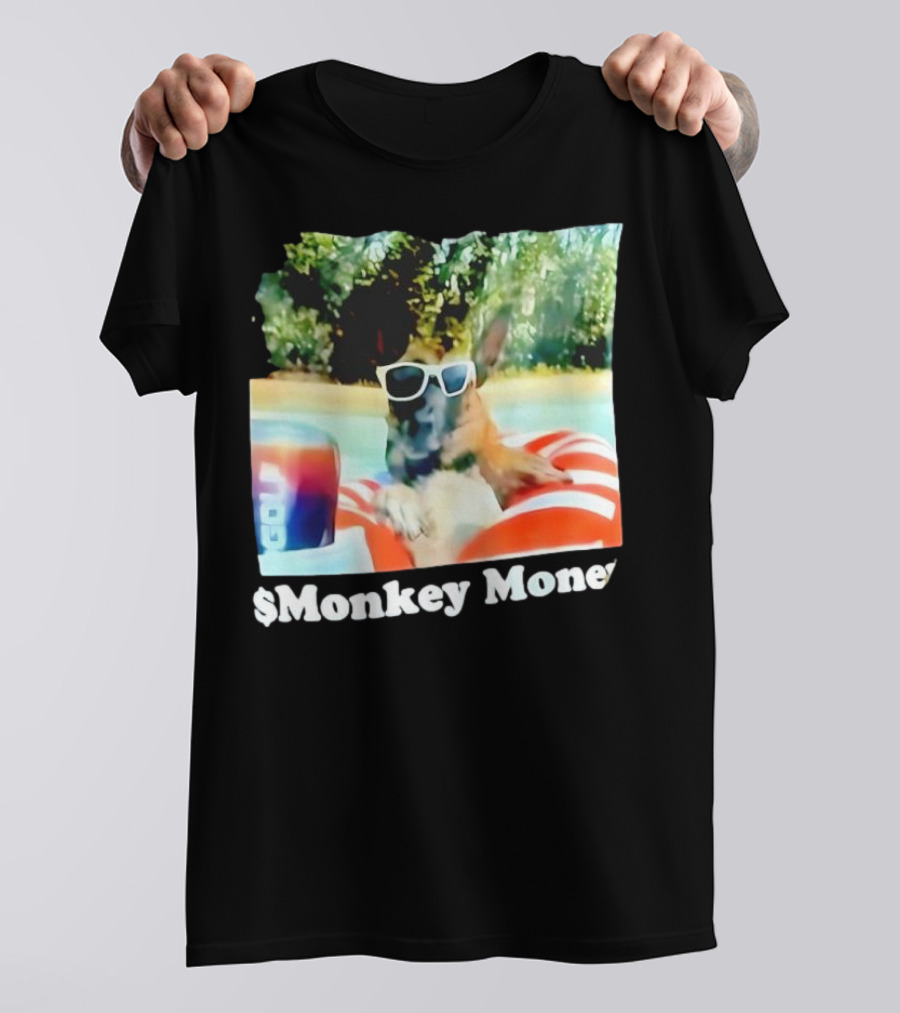 Monkey Money Dog German Shepherd Sunglasses Pool Float Chill T-Shirt